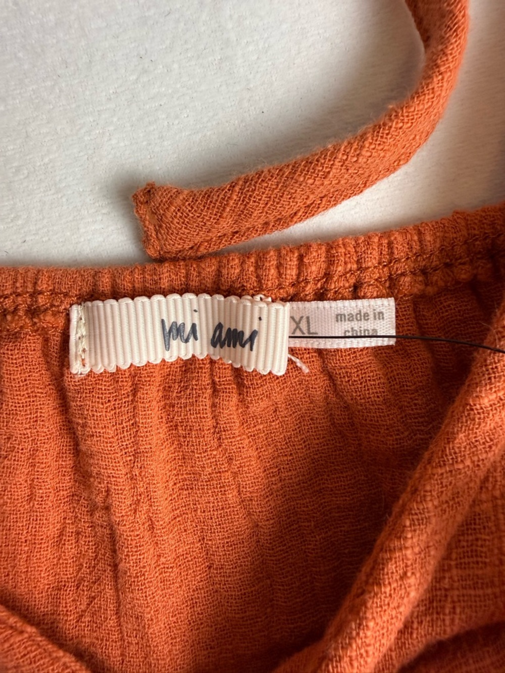 Francesca's Collections Rust Tie-Front Peasant Blouse - Picture 7 of 9